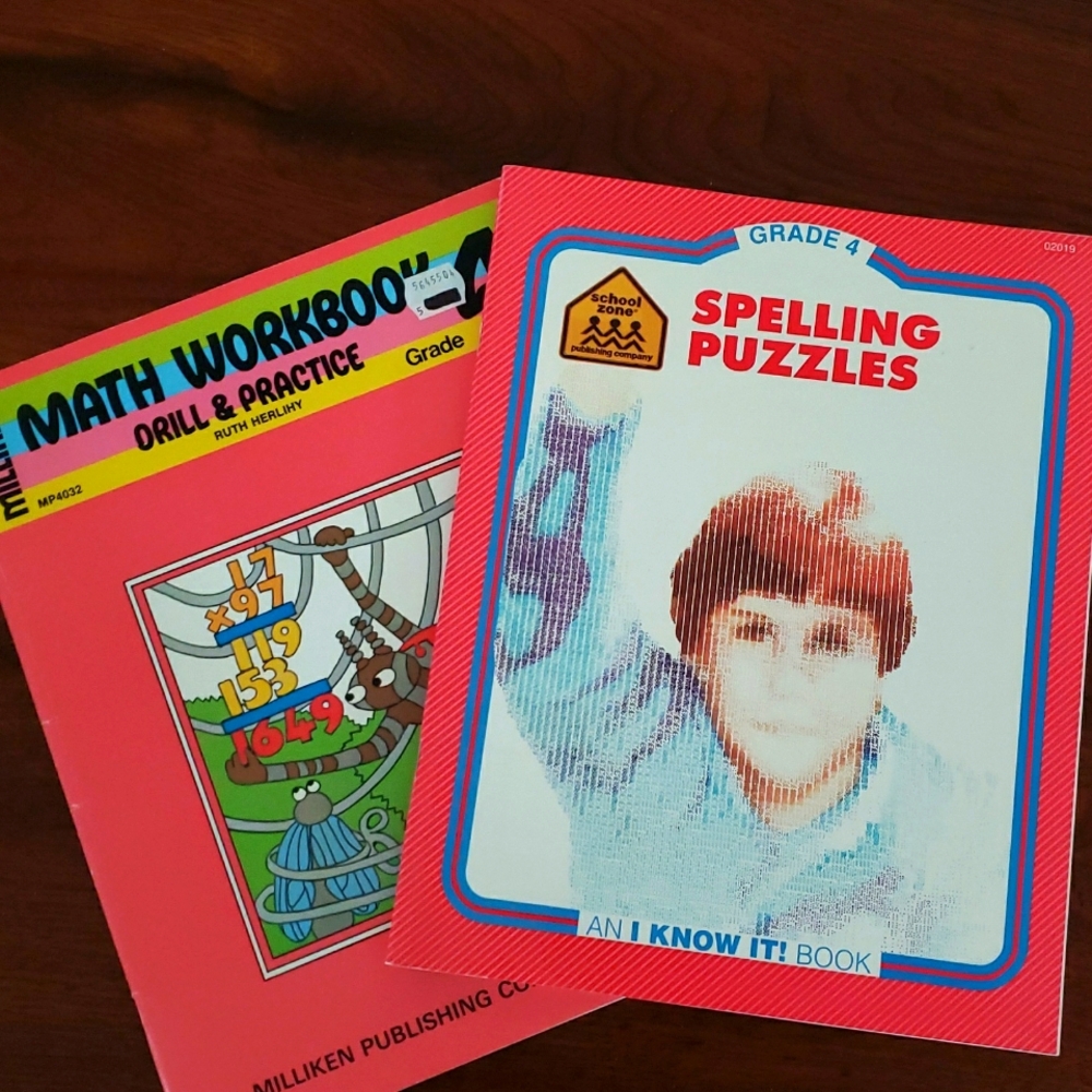 Spelling Puzzle Game And Math Workbook Drill & Practice Set For GRADE 4